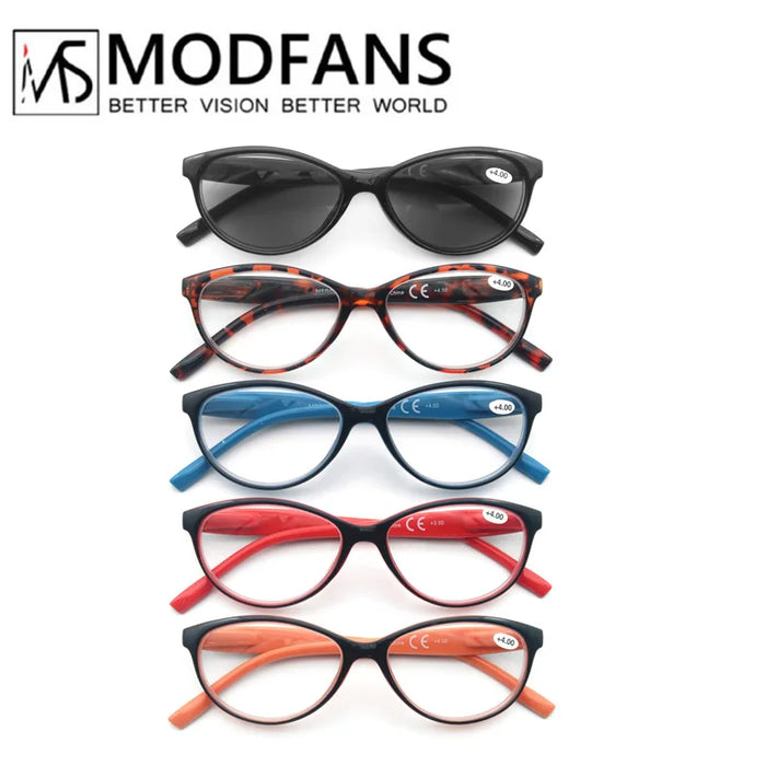 Women Reading Sun Glasses Oval Cat-Eye Classic Frame Sunglasses Readers Eyeglasses Spring Hinge Lightweight Wear with Diopter
