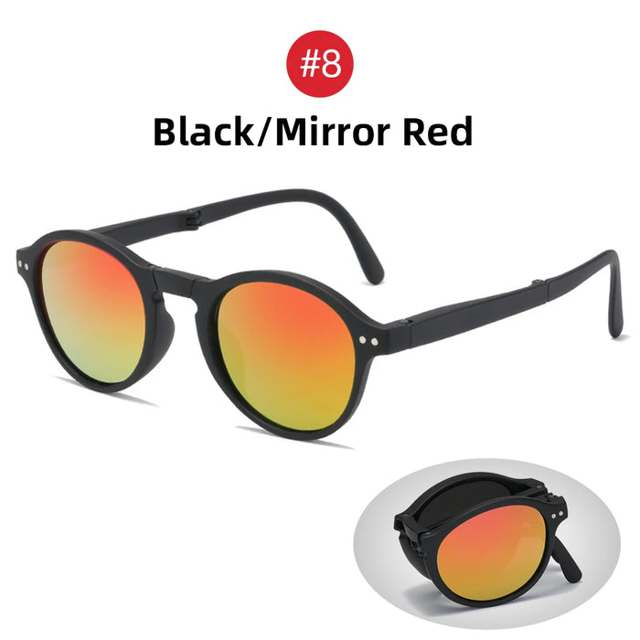 VIVIBEE Women Square Folding Sunglasses 2026 Trending Product Black UV400 Spring Hinge Eyewear Men Retro Mirror Red Sun Glasses
