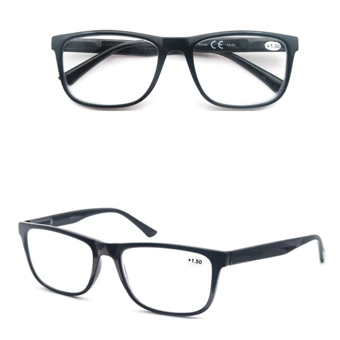Lunettes de Lecture Surdimensionnées Hommes Femmes Monture Rectangulaire Lunettes de Soleil de Lecture Charnière à Ressort Légères à Porter avec Dioptrie +1.0 - +4.0
