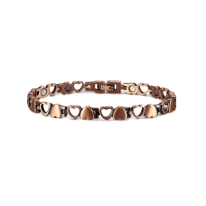 Magnetic Bracelet for Women Heart Pure Copper Energy Bracelet Healing Chain Link Vintage Magnetic Copper Bracelets Therapy Arthr
