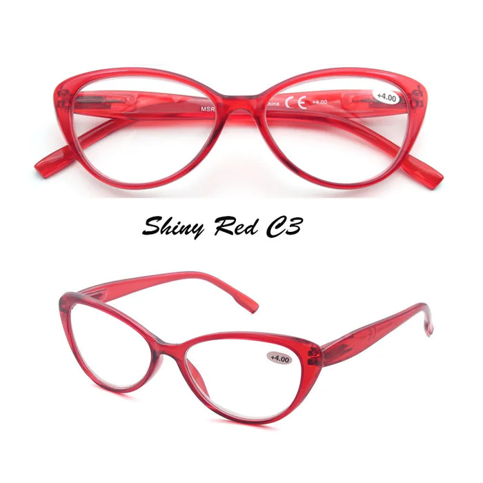 Gafas de lectura para mujer, diseño ojo de gato, ligeras, irrompibles, presbicia, con bisagra de resorte