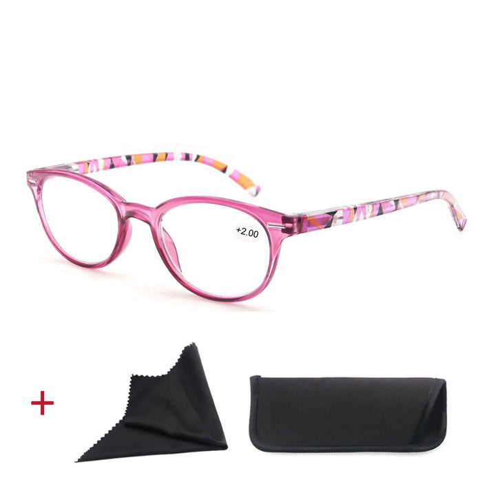 Reading Glasses Women Oval Colorful Frame Readers Hyperopia Presbyopia Vision Care Eyewear with Flexible Spring Hinge