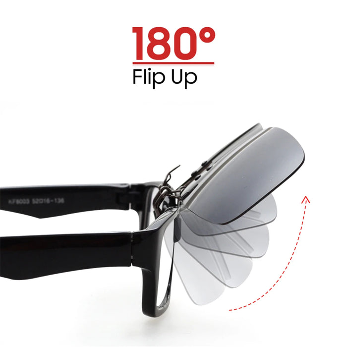 VIVIBEE Polarized Square Flip Up Clip on Sunglasses for Night Driving Lens Men Photochromic Women Fishing Sun Glasses