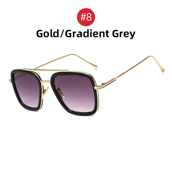VIVIBEE Retro Square Men Edith Sunglasses Vintage Silver Metal Frame Blue Lens Glasses Fashion Women Steampunk Eyewear