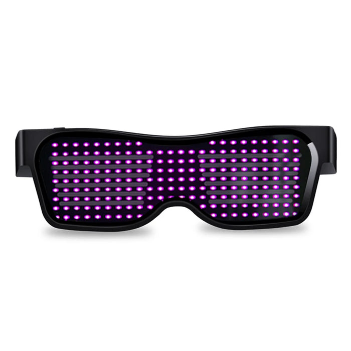 Gafas de Fiesta LED Bluetooth con Control de Aplicación, Idiomas Personalizados, Carga USB, Gafas Luminosas Intermitentes, Gafas de Sol para Conciertos de Navidad