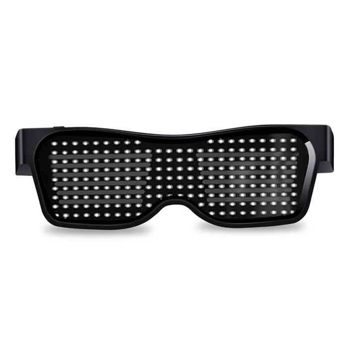 Gafas de Fiesta LED Bluetooth con Control de Aplicación, Idiomas Personalizados, Carga USB, Gafas Luminosas Intermitentes, Gafas de Sol para Conciertos de Navidad