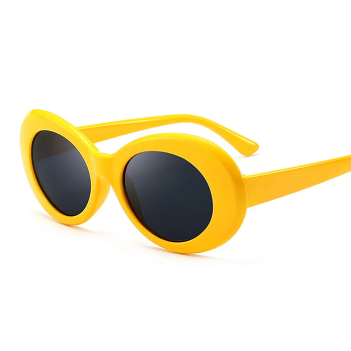 VIVIBEE Fashion Small Yellow Frame Vintage Style Oval Clout Hip Hop Glasses UV400 Women Sunglasses