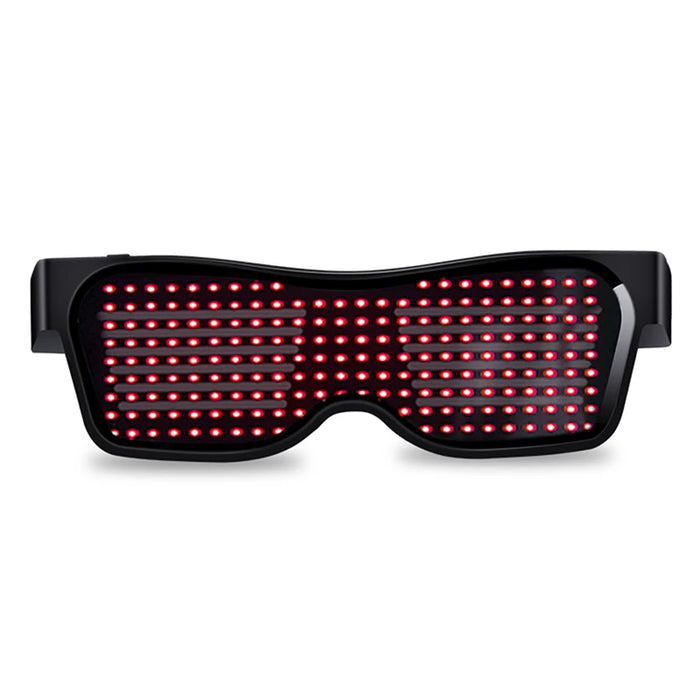 Gafas de Fiesta LED Bluetooth con Control de Aplicación, Idiomas Personalizados, Carga USB, Gafas Luminosas Intermitentes, Gafas de Sol para Conciertos de Navidad