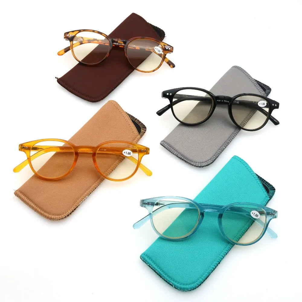 Gafas de Lectura con Filtro de Luz Azul para Mujer y Hombre, Redondas, Vintage, para Ordenador, Presbicia, Aumento de +1.0 a +4.0