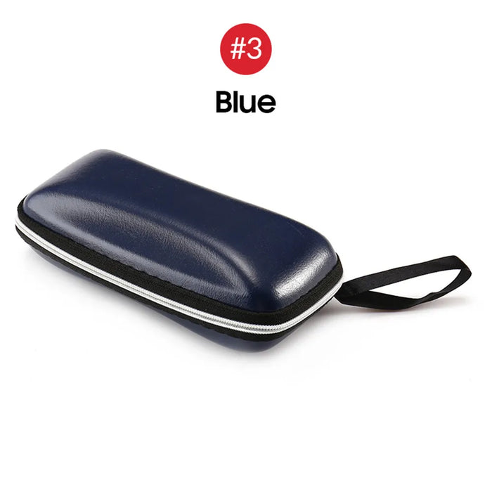 VIVIBEE Estuche de cuero sintético negro para gafas de sol para hombre, con cremallera, impermeable, para almacenamiento de gafas de sol, estuche genuino para gafas.