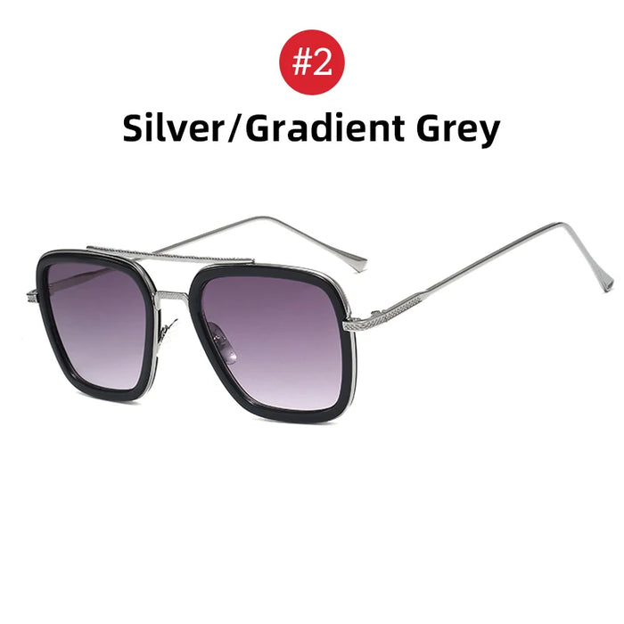 VIVIBEE Retro Square Men Edith Sunglasses Vintage Silver Metal Frame Blue Lens Glasses Fashion Women Steampunk Eyewear