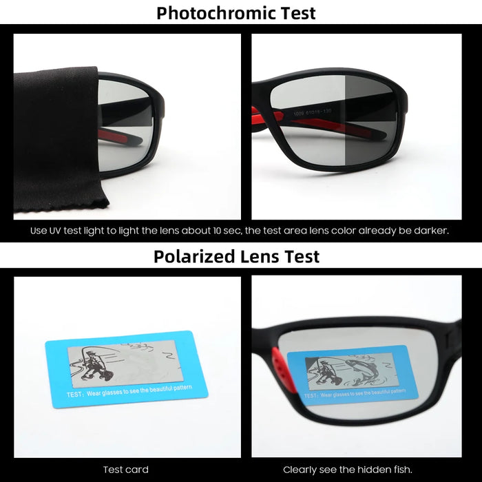 VIVIBEE Lunettes de soleil photochromiques polarisées pour hommes Golf Femmes Cyclisme UV400 Couleur changeante Noir Lunettes de soleil Lunettes de sport de plein air
