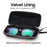 VIVIBEE Estuche de cuero sintético negro para gafas de sol para hombre, con cremallera, impermeable, para almacenamiento de gafas de sol, estuche genuino para gafas.