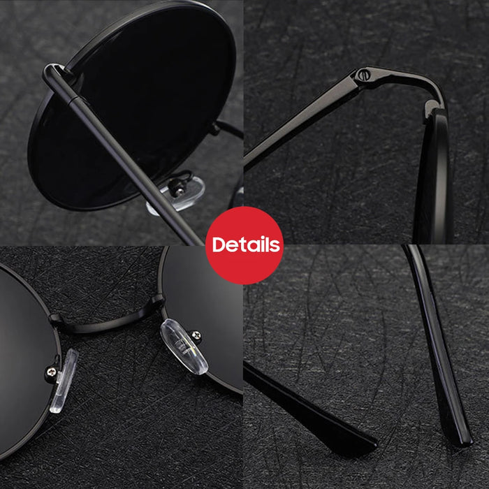 VIVIBEE Lunettes de soleil classiques polarisées rondes en métal pour femmes, décontractées, rétro UV400, pour hommes, noires, tendance 2026