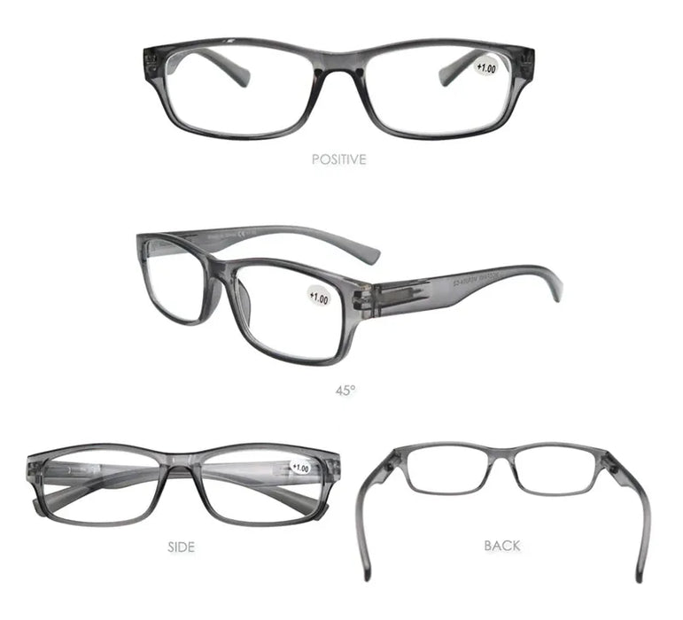 Reading Glasses Men Women Rectangle Durable Frame Readers Flexible Spring Hinge Clear View Magnification Strength +1.0 to +5.0