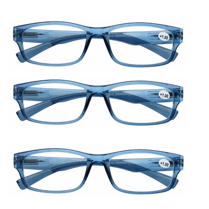 MODFANS Reading Glasses - 3 pack Square Readers for Men & Women Unbreakable Spectacle with Spring Hinge Diopter  +0.5 to +5.0