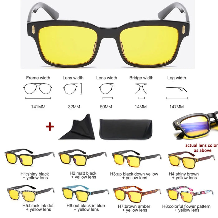 Men'S Anti-Blue Light Office Computer High Quality Black Shiny Frame Rivets Studded Glasses With Gold Pattern On The Temples.