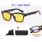 Men'S Anti-Blue Light Office Computer High Quality Black Shiny Frame Rivets Studded Glasses With Gold Pattern On The Temples.