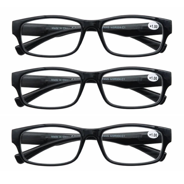 MODFANS Reading Glasses - 3 pack Square Readers for Men & Women Unbreakable Spectacle with Spring Hinge Diopter  +0.5 to +5.0