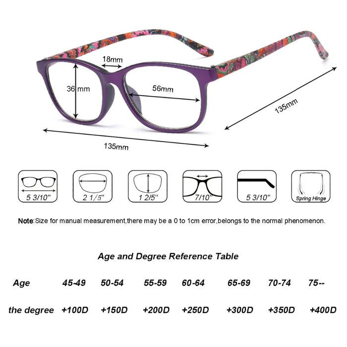 Reading Glasses Women Flowers diopter fashion Glasses For Reading Brands eyeglasses Ultralight presbyopia Glasses 1 1.5 2 2.5 3