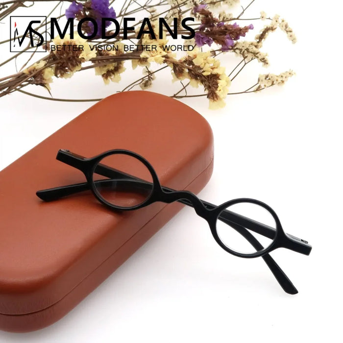 Pequeñas Gafas de Lectura Vintage para Hombre y Mujer Redondas Retro Presbicia Montura Completa +1+1.5+2+2.5+3+3.5