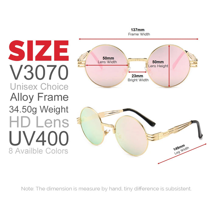 VIVIBEE 2026 Trend Black Red Round Punk Sunglasses Women Hip Hop Sun Glasses Men Steampunk Goggle Luxury Rock Accessories