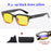Men'S Anti-Blue Light Office Computer High Quality Black Shiny Frame Rivets Studded Glasses With Gold Pattern On The Temples.