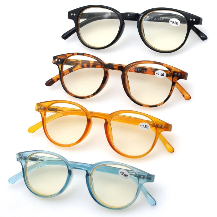 Gafas de Lectura con Filtro de Luz Azul para Mujer y Hombre, Redondas, Vintage, para Ordenador, Presbicia, Aumento de +1.0 a +4.0