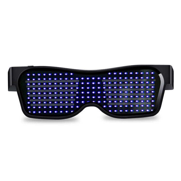 Gafas de Fiesta LED Bluetooth con Control de Aplicación, Idiomas Personalizados, Carga USB, Gafas Luminosas Intermitentes, Gafas de Sol para Conciertos de Navidad