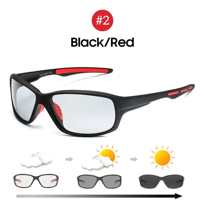 VIVIBEE Lunettes de soleil photochromiques polarisées pour hommes Golf Femmes Cyclisme UV400 Couleur changeante Noir Lunettes de soleil Lunettes de sport de plein air