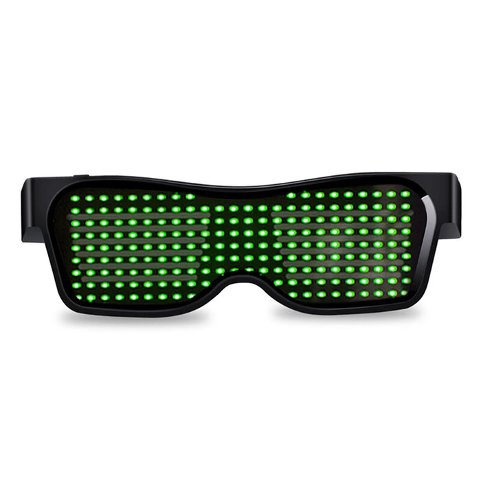 Gafas de Fiesta LED Bluetooth con Control de Aplicación, Idiomas Personalizados, Carga USB, Gafas Luminosas Intermitentes, Gafas de Sol para Conciertos de Navidad