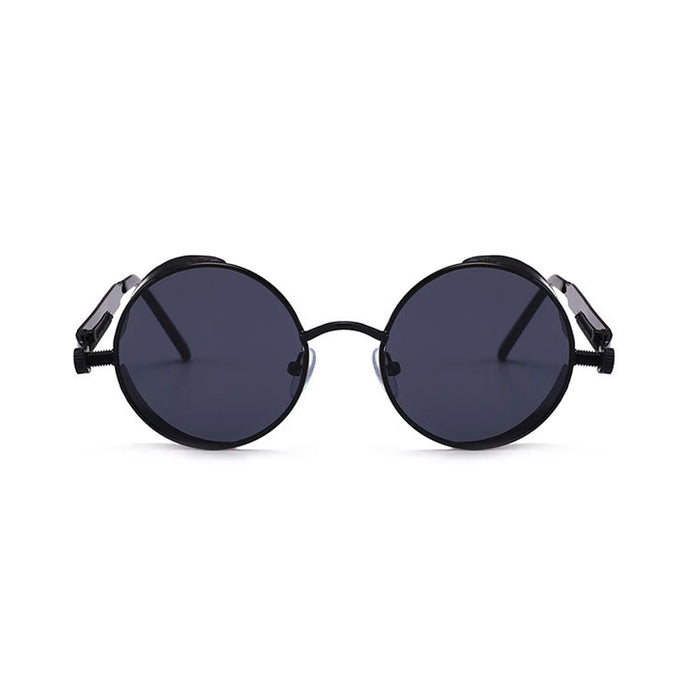 VIVIBEE Vintage Steampunk Red Sunglasses Men Round Punk Alloy Metal Retro Sun Glasses Women 2026 Goggles Gothic Style Shades