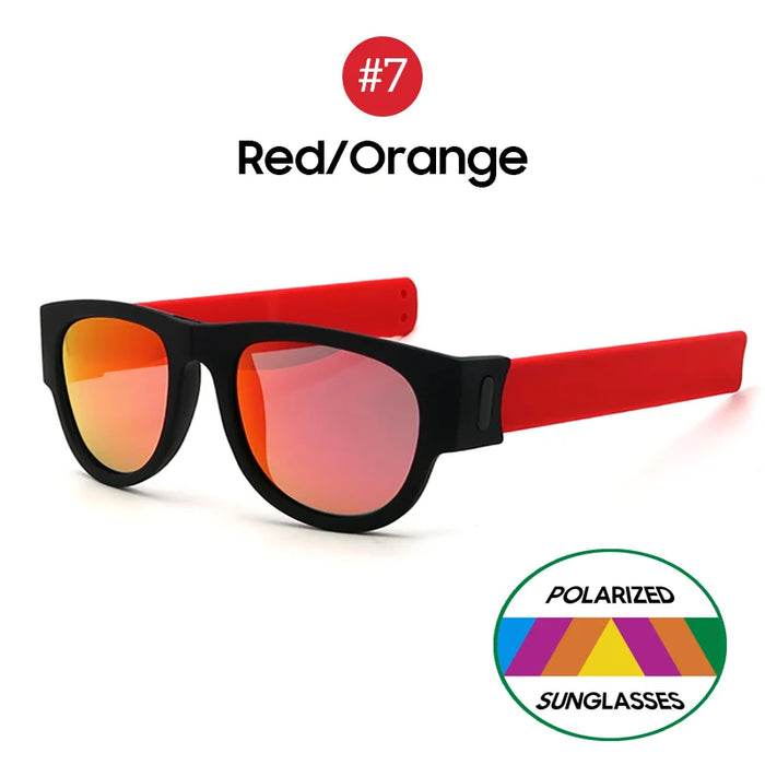 VIVIBEE Novelty Mirror Men Polarized Folding Sunglasses New Arrival Slap Sport Foldable Wristband Shades 2026 Trend Product