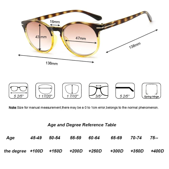 Tinted Reading Glasses Men Women Sun Readers Grey Gradient UV400 Protection Lens Magnifying Sun Glasses Reading