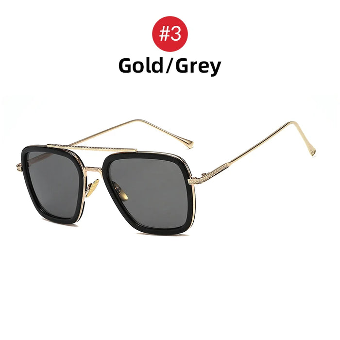VIVIBEE Retro Square Men Edith Sunglasses Vintage Silver Metal Frame Blue Lens Glasses Fashion Women Steampunk Eyewear