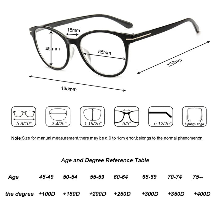 Gafas de Lectura para Mujer Montura Redonda Decoración de Metal Plateado Gafas para Vista Cansada con Aumento 1.5 2.5 3 3.5 4
