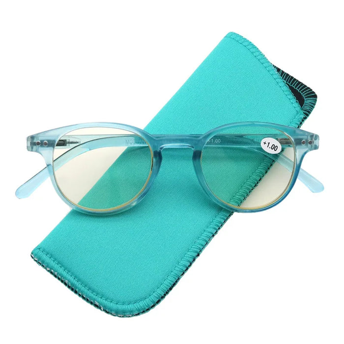 Gafas de Lectura con Filtro de Luz Azul para Mujer y Hombre, Redondas, Vintage, para Ordenador, Presbicia, Aumento de +1.0 a +4.0