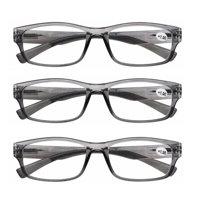 MODFANS Reading Glasses - 3 pack Square Readers for Men & Women Unbreakable Spectacle with Spring Hinge Diopter  +0.5 to +5.0