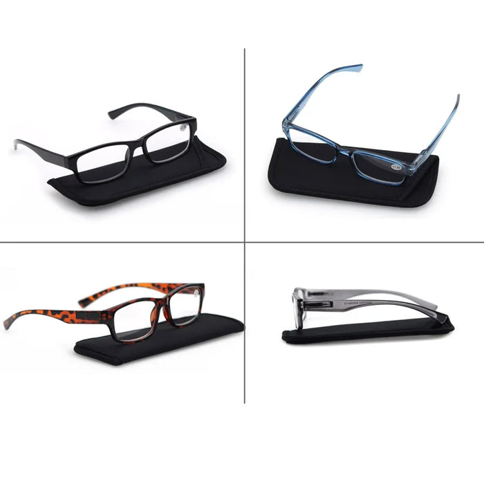 Reading Glasses Men Women Rectangle Durable Frame Readers Flexible Spring Hinge Clear View Magnification Strength +1.0 to +5.0