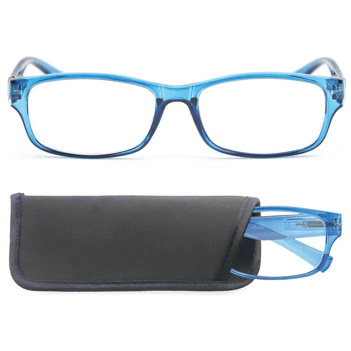 Reading Glasses Men Women Rectangle Durable Frame Readers Flexible Spring Hinge Clear View Magnification Strength +1.0 to +5.0