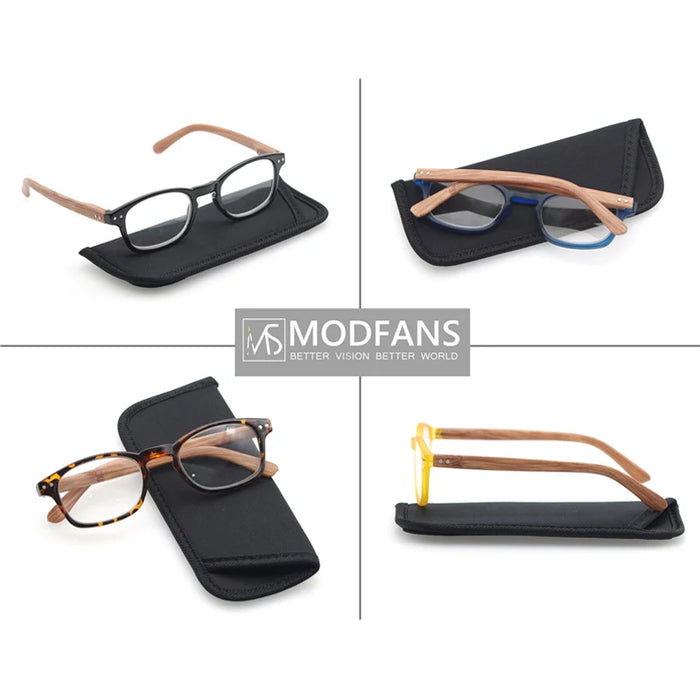 Reading Glasses for Men Women Fashion Wood-Look Plastic Eyeglass Frame Spring Hinge Stylish Readers Magnifying Glass Eyewear