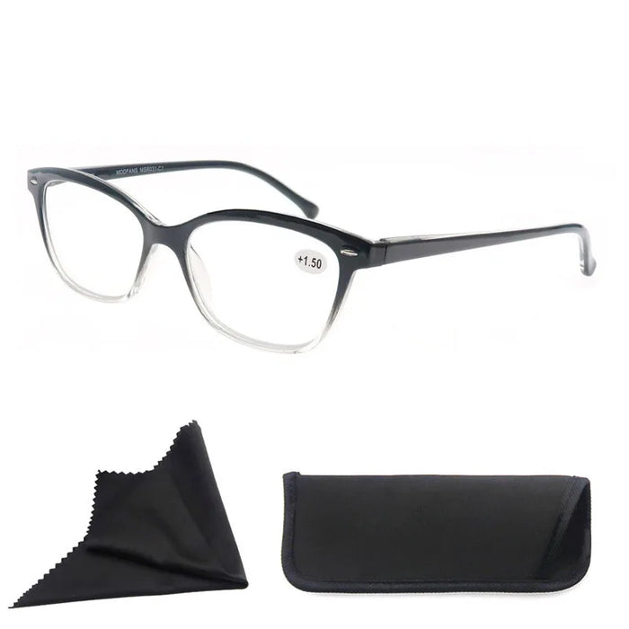 MODFANS Gafas de lectura para mujer, rostro pequeño, marco clásico, gafas elegantes con bisagra de resorte, gafas de presbicia