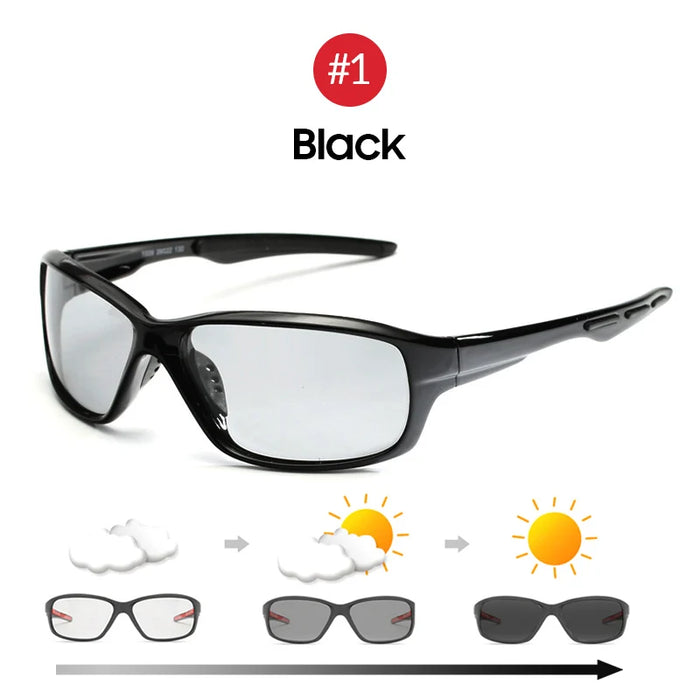 VIVIBEE Lunettes de soleil photochromiques polarisées pour hommes Golf Femmes Cyclisme UV400 Couleur changeante Noir Lunettes de soleil Lunettes de sport de plein air