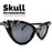 Women Vintage Skull Sunglasses Black Rhinestone Retro Cat Eye Sun Glasses for Ladies Round Gothic Halloween Shades
