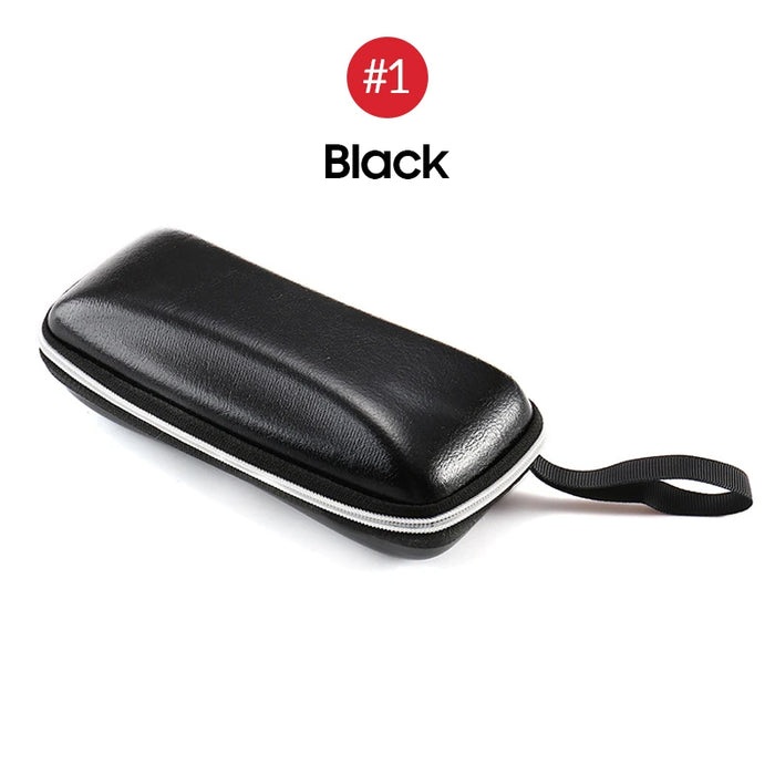 VIVIBEE Estuche de cuero sintético negro para gafas de sol para hombre, con cremallera, impermeable, para almacenamiento de gafas de sol, estuche genuino para gafas.