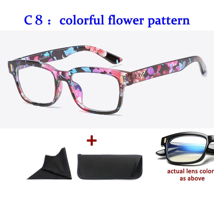 Men'S Anti-Blue Light Office Computer High Quality Black Shiny Frame Rivets Studded Glasses With Gold Pattern On The Temples.