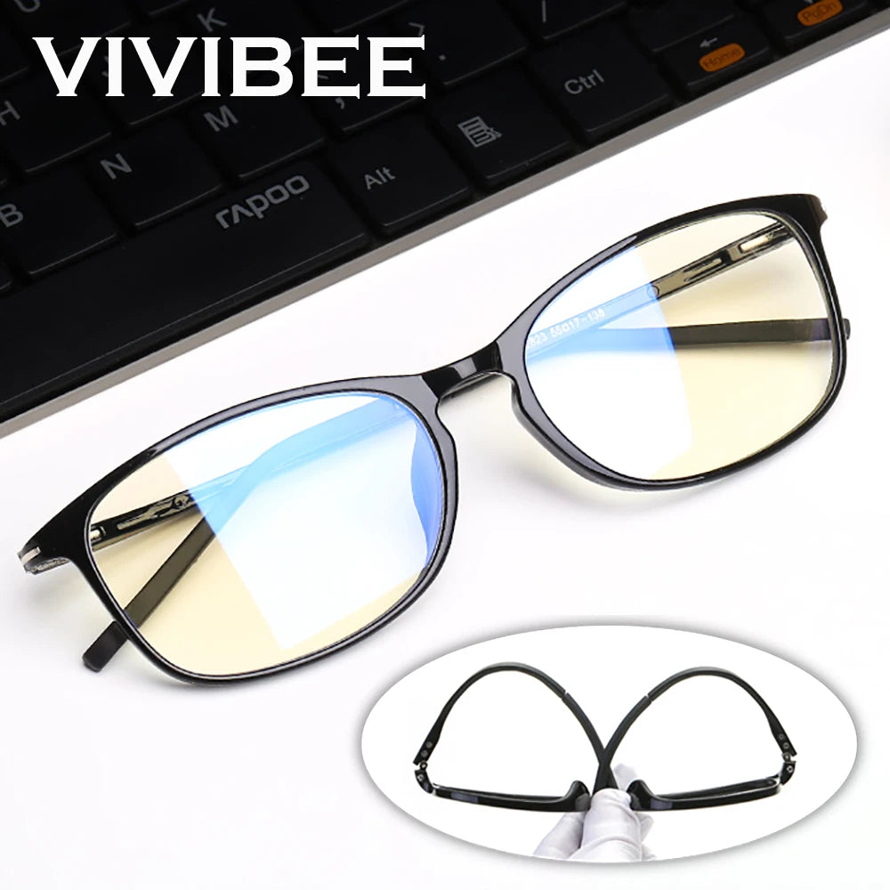 VIVIBEE Lunettes anti-lumière bleue hommes Bluelight Radiation femmes TR90 Ordinateur Gaming Blocage des rayons UV Komputer Eyewear