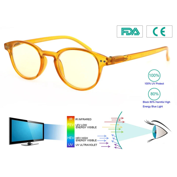 Gafas de Lectura con Filtro de Luz Azul para Mujer y Hombre, Redondas, Vintage, para Ordenador, Presbicia, Aumento de +1.0 a +4.0