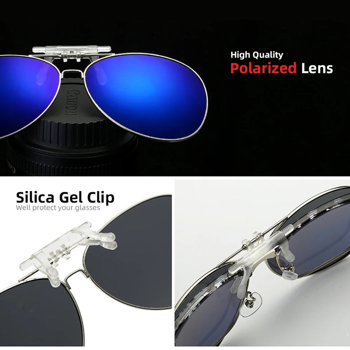 VIVIBEE Oversized Pilot Flip Up Clip on Sunglasses Polarized Men Driving Alloy Frame Big Size Women Aviation Glasses Clips
