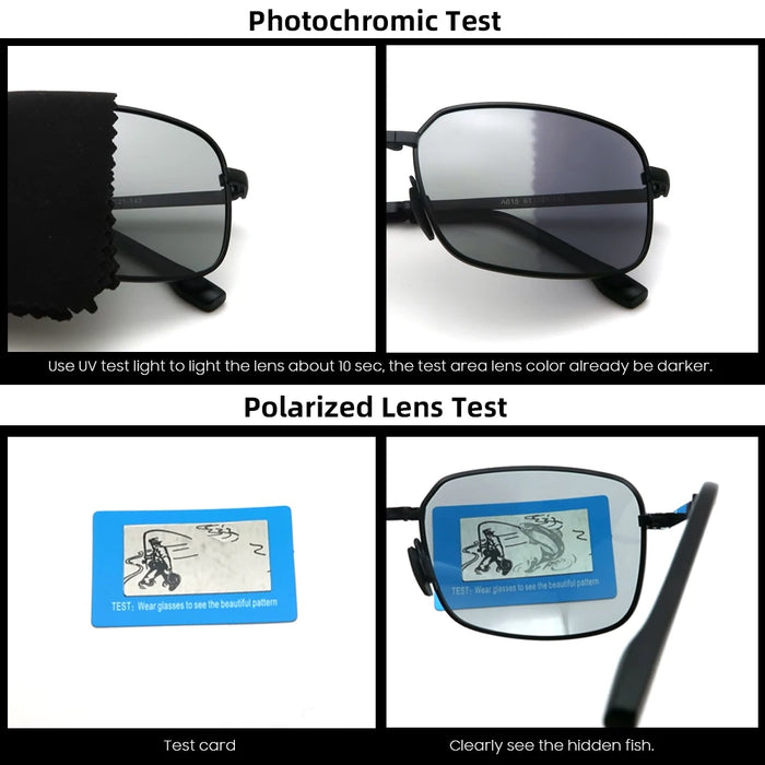 VIVIBEE Gafas de Sol Plegables Fotocromáticas para Hombre con Lentes Polarizadas Rectangulares de Metal, Gafas de Sol Masculinas para Verano 2026, Productos en Tendencia